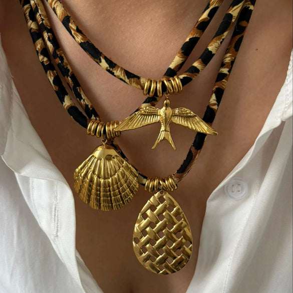 Trendy Fashion Stainless Steel Pendant Geometric Pattern Electroplated Unisex Necklace