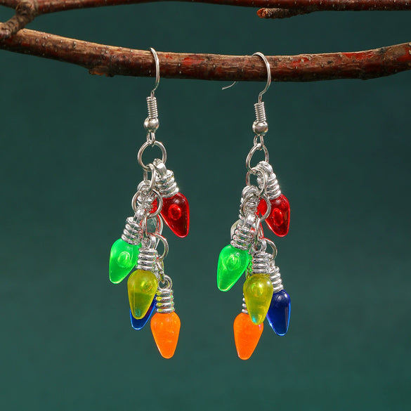 Trendy Festive Lantern Style Geometric Hoop Earrings For Women Acrylic Electroplated Party Jewelry
