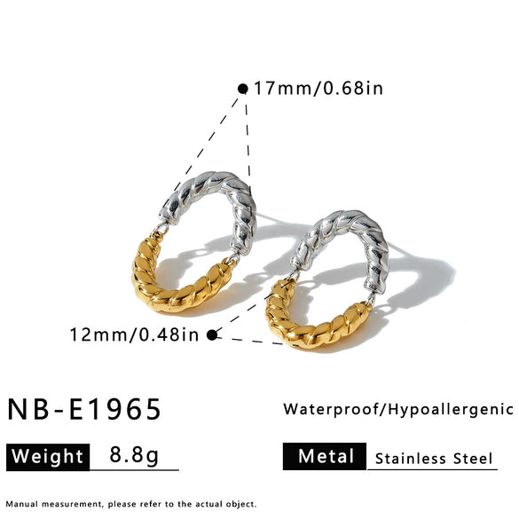 Trendy Geometric Irregular Line Stainless Steel Earrings For Women With 18K Vacuum Plated Finish