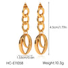Trendy Geometric Oval Stainless Steel Electroplated 18K Gold Nonfading Earrings For Women