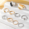 Trendy Geometric Round Alloy Open Ring 5Piece Set With Electroplating
