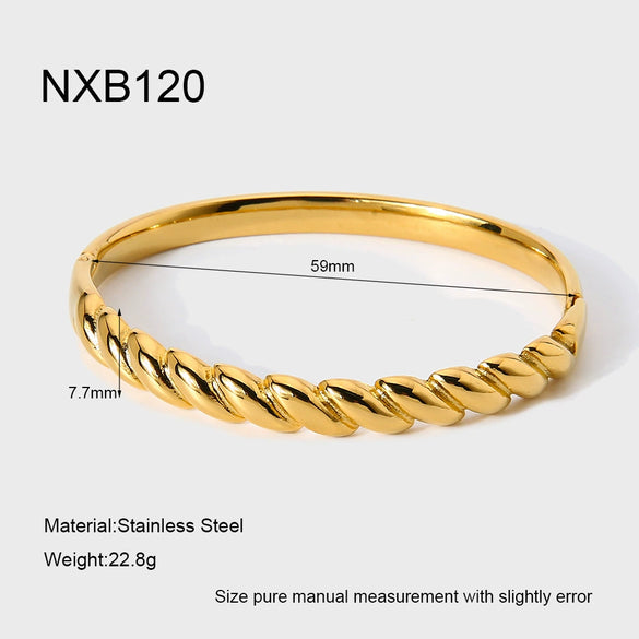 Trendy Geometric Stainless Steel Braided Clasp Bracelet 18K Gold Plated Waterproof Jewelry For Women