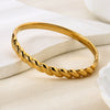 Trendy Geometric Stainless Steel Braided Clasp Bracelet 18K Gold Plated Waterproof Jewelry For Women