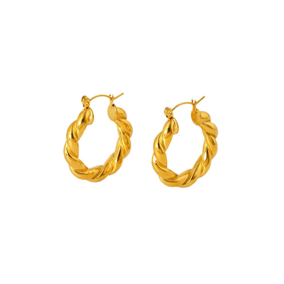 Trendy Geometric Stainless Steel 18K Gold Electroplated Hoop Earrings For Women