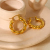 Trendy Geometric Stainless Steel 18K Gold Electroplated Hoop Earrings For Women