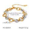 Trendy Gold Plated Stainless Steel Geometric Jewelry Bracelet And Necklace For Women