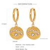 Trendy Hollow Double Ring Button Hoop Earrings Stainless Steel Electroplating Women's