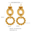 Trendy Hollow Double Ring Button Hoop Earrings Stainless Steel Electroplating Women's