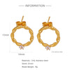Trendy Hollow Double Ring Button Hoop Earrings Stainless Steel Electroplating Women's