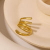 Trendy Hollow Minimalist Geometric Stainless Steel Ring Electroplated For Women