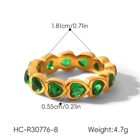Trendy Ins Style Electroplated Geometric And Heartshaped Titanium Steel Ring For Women