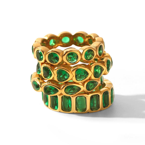Trendy Ins Style Electroplated Geometric And Heartshaped Titanium Steel Ring For Women