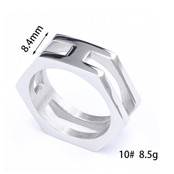 Trendy Irregular Polygon Unisex Ring Stainless Steel Gold Plated With Animal Zodiac Pattern