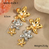 Trendy Jewelry Stainless Steel Flower Pendant Necklace And Earrings 18K Electroplated Gold And Silver Color Matching For Women