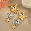 Trendy Jewelry Stainless Steel Flower Pendant Necklace And Earrings 18K Electroplated Gold And Silver Color Matching For Women