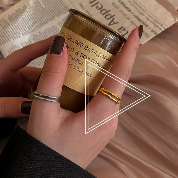 Trendy Metal Texture Ring In Cold Style With Geometric Pattern Silver Plated Electroplating For Women