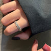 Trendy Metal Texture Ring In Cold Style With Geometric Pattern Silver Plated Electroplating For Women