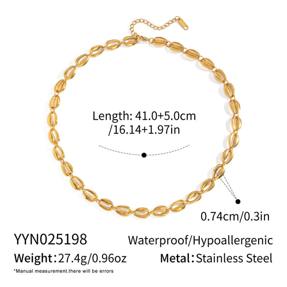Trendy Minimalist Geometric Stainless Steel Cuban Chain Necklace For Women Vacuum Plated 18K Gold