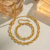 Trendy Minimalist Geometric Stainless Steel Cuban Chain Necklace For Women Vacuum Plated 18K Gold