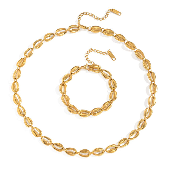 Trendy Minimalist Geometric Stainless Steel Cuban Chain Necklace For Women Vacuum Plated 18K Gold
