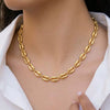 Trendy Minimalist Geometric Stainless Steel Cuban Chain Necklace For Women Vacuum Plated 18K Gold