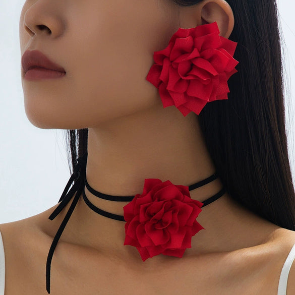 Trendy New Exaggerated And Elegant Women's Alloy Jewelry Set With Geometric And Floral Patterns Electroplated