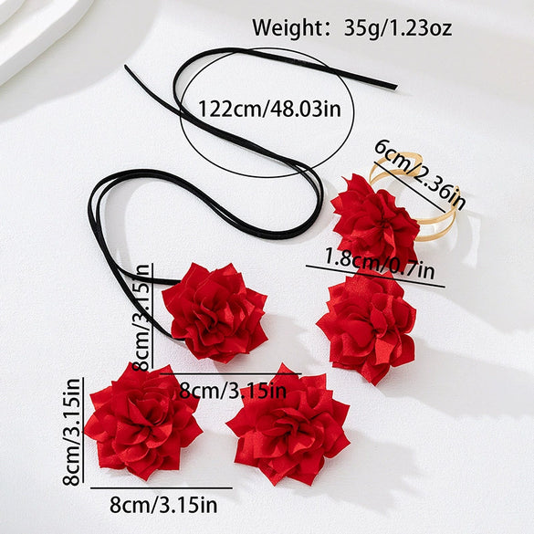 Trendy New Exaggerated And Elegant Women's Alloy Jewelry Set With Geometric And Floral Patterns Electroplated
