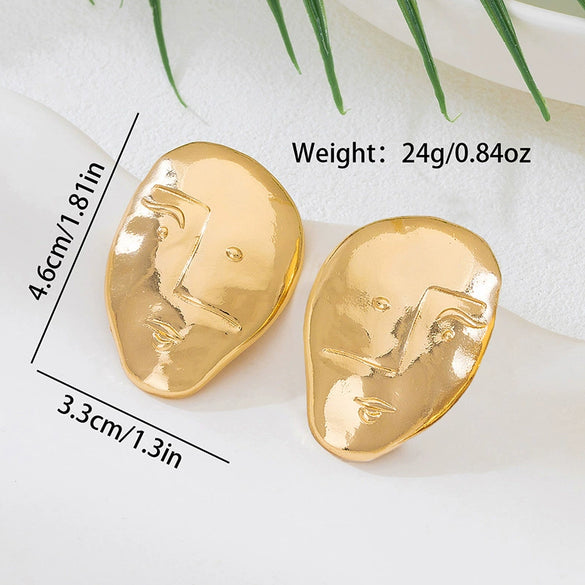 Trendy New Style Geometric Faceshaped Women's Electroplated Alloy And Stainless Steel Fashion Earrings