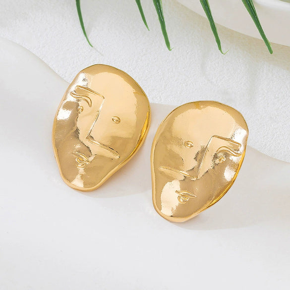 Trendy New Style Geometric Faceshaped Women's Electroplated Alloy And Stainless Steel Fashion Earrings