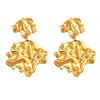 Trendy Niche Style Hammer Pattern Pleated Leaves Exaggerated Earrings 316L Stainless Steel Geometric Pvd Electroplated Jewelry For Women