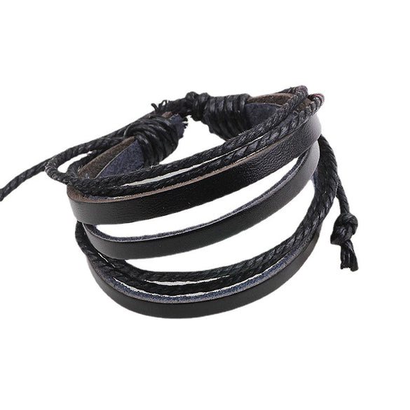 Trendy Personality Men And Women Wave Cowhide Bracelet Handmade Hand Rope Woven Cowhide Bracelet Woven Bracelet Wholesale