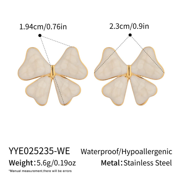 Trendy Playful Cute Bow Stud Earrings For Women Stainless Steel Enamel Electroplating
