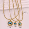 Trendy Retro Fashion Geometric Round Pendant Necklace Copper Inlaid With Colored Glass Ball Chain Unisex