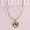 Trendy Retro Fashion Geometric Round Pendant Necklace Copper Inlaid With Colored Glass Ball Chain Unisex