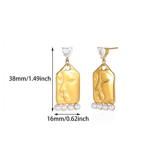 Trendy Retro Stainless Steel Oil Pressure Casting Square Geometric Earrings