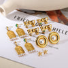 Trendy Retro Stainless Steel Oil Pressure Casting Square Geometric Earrings