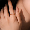 Trendy S925 Sterling Silver Geometric Ring Inlaid With Zircon Electroplated With Platinum Or 18K Gold For Women And Unisex