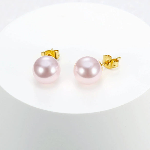 Trendy Simple Pearl Geometry Earrings For Women Electroplated Titanium Steel Elegant Fashion Jewelry Gift