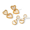 Trendy Stainless Steel Geometric Heart And Water Drop Earrings For Women With Electroplating Design