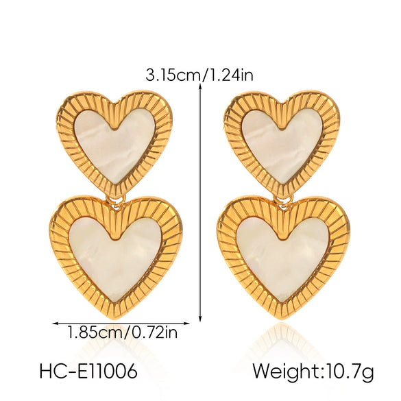 Trendy Stainless Steel Geometric Heart And Water Drop Earrings For Women With Electroplating Design
