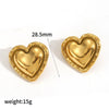 Trendy Stainless Steel Heart Shaped Stud Earrings For Women With Irregular Lava Heart Design And Real Gold Plated Finish