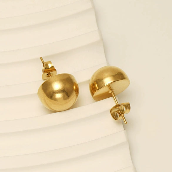 Trendy 316L Stainless Steel Hemisphere Geometric Electroplated Women's Earrings