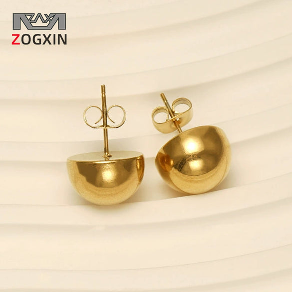 Trendy 316L Stainless Steel Hemisphere Geometric Electroplated Women's Earrings
