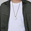 Trendy Stainless Steel Shield Pendant Unisex Necklace With Round Beads And Electroplating Treatment Geometric Style