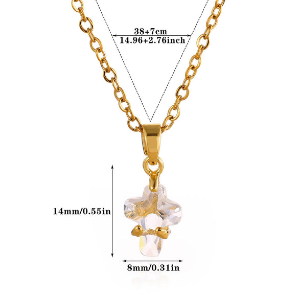 Trendy Unisex Gold Electroplated Cross Necklace With Copper Zircon Stainless Steel Pendant
