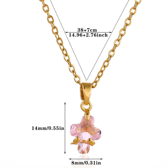 Trendy Unisex Gold Electroplated Cross Necklace With Copper Zircon Stainless Steel Pendant