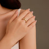 Trendy Versatile Open Ring Stainless Steel Jewelry Inlaid With Pearls Light Luxury Style Electroplated