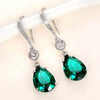 Trendy Women's Copper Dropshaped Blue Topaz Imitation Crystal Earrings