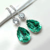 Trendy Women's Copper Dropshaped Blue Topaz Imitation Crystal Earrings