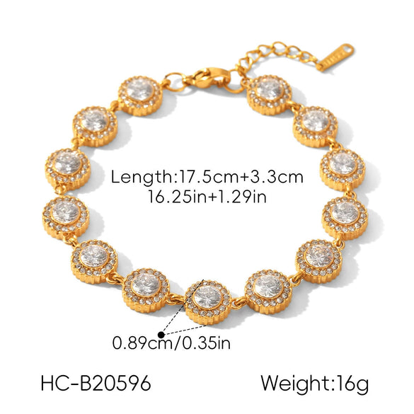 Trendy Women's Gold Plated Geometric Stainless Steel Tennis Bracelet
